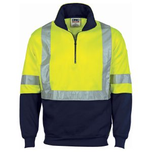 DNC Workwear - DNC-3929 - HiVis Cross Back D/N Two Tone 1/2 Zip Fleecy