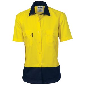 DNC Workwear - DNC-3931 - Ladies HiVis Two Tone Cotton
Drill Shirt - Short Sleeve