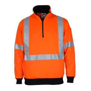 DNC Workwear - DNC-3933 - Hi-vis 1/2 Zip X Back Fleecy Jumper