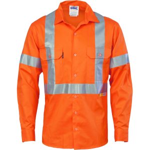 DNC Workwear - DNC-3946 - HiVis Cool-Breeze Cross Back Cotton Shirt with 3M R/Tape - long sleeve
