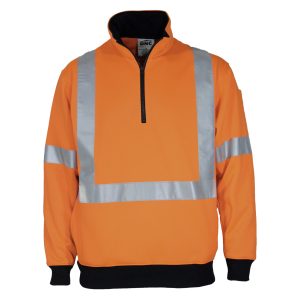 DNC Workwear - DNC-3952 - HiVis X Back 1/2 Zip Cotton Jumper