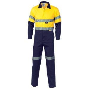 DNC Workwear - DNC-3955 - HiVis Cool-Breeze two tone L.Weight Cott on
Coverall with 3M R/Tape