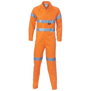 DNC Workwear - DNC-3956 - HiVis Cool-Breeze Orange L.Weight Cott on
Coverall with 3M R/Tape