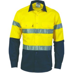 DNC Workwear - DNC-3966 - HiVis Cool-Breeze Cotton Shirt with Generic
R/Tape - Long sleeve