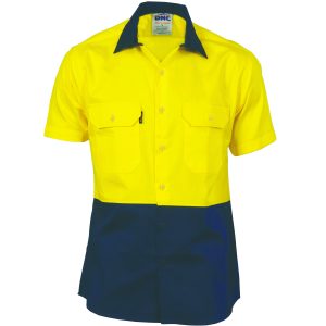 DNC Workwear - DNC-3980 - HiVis Two Tone Cotton Drill Vented Shirt -
Short Sleeve
