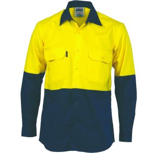 DNC Workwear - DNC-3981 - HiVis Two Tone Cotton Drill Vented Shirt -
Long Sleeve