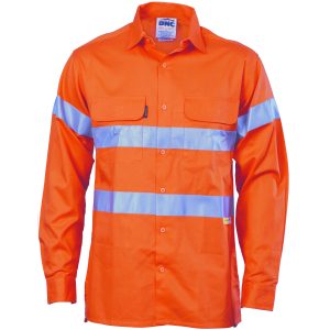 DNC Workwear - DNC-3987 - HiVis Cool-Breeze Cotton Shirt with 3M 8906
R/Tape - Long sleeve