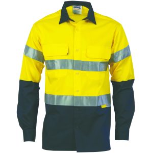 DNC Workwear - DNC-3988 - HiVis Cool-Breeze Cotton Shirt with 3M 8906
R/Tape - Long sleeve
