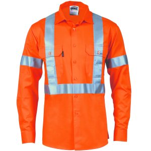 DNC Workwear - DNC-3989 - HiVis D/N Cotton Shirt with
Cross Back Generic R/Tape
- long sleeve