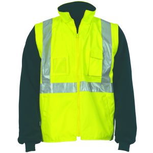 DNC Workwear - DNC-3994 - HiVis Cross Back D/N â€œ4 in 1â€ Zip Off Sleeve Reversible Vest