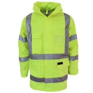 DNC Workwear - DNC-3996 - HiVis "X" back Rain jacket Biomotion tape