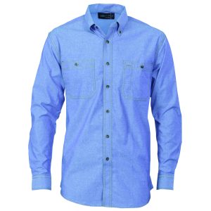 DNC Workwear - DNC-4102 - Cotton Chambray Shirt , Twin Pocket - Long Sleeve