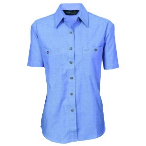 DNC Workwear - DNC-4105 - Ladies Cotton Chambray Shirt - Short Sleeve