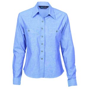 DNC Workwear - DNC-4106 - Ladies Cotton Chambray Shirt - Long Sleeve