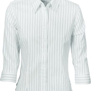 DNC Workwear - DNC-4234 - Ladies Stretch Yarn Dyed Contrast Stripe Sh irts - 3/4 Sleeve