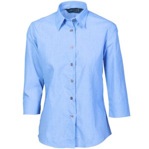 DNC Workwear - DNC-4254 - Ladies Classic Mini (Check) Houndstooth B.Sh irt 3/4 sleeve