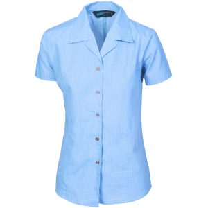 DNC Workwear - DNC-4255 - Ladies Revere Collar Mini (Check) Houndstooth B.Shirt - Short Sleeve