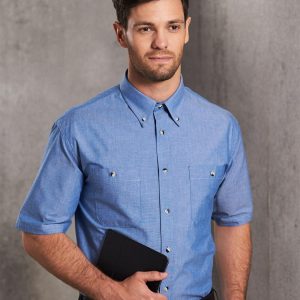 Shiny - BS03S - BS03S Men's Chambray Short Sleeve