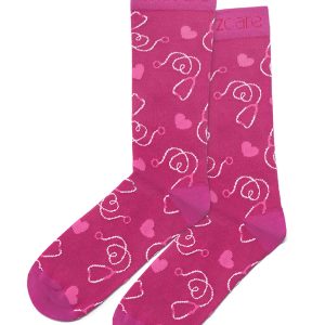 Biz Care - Unisex Pink Happy Feet Comfort Socks