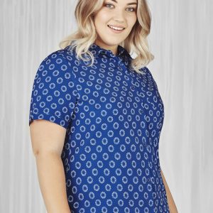 Biz Care - Womens Florence Daisy Print Short Sleeve Shirt