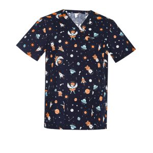 Biz Care - Mens Printed Space Party Scrub Top