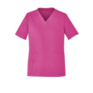 Biz Care - Unisex Pink V-Neck Scrub Top