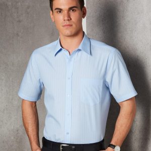 Shiny - M7221 - M7221 Men's Pin Stripe Short Sleeve Shirt