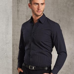 Shiny - M7222 - M7222 Men's Pin Stripe Long Sleeve Shirt