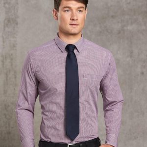 Shiny - M7340L - M7340L Men’s Two Tone Mini Gingham Long Sleeve Shirt