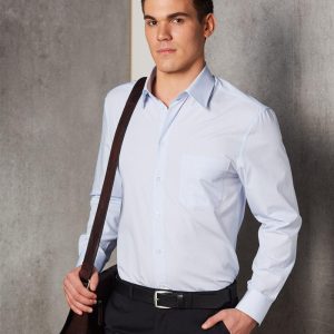 Shiny - M7360L - M7360L Men's Mini Check Long Sleeve Shirt