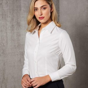 Shiny - M8100L - M8100L Women's Self Stripe Long Sleeve Shirt
