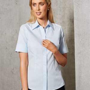 Shiny - M8100S - M8100S Women's Self Stripe Short Sleeve Shirt