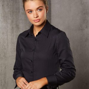 Shiny - M8132 - M8132 Women's Dobby Stripe long sleeve shirt