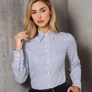 Shiny - M8310L - M8310L Ladies'  Executive Sateen Stripe Long Sleeve Shirt