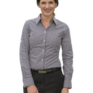 Shiny - M8330L - M8330L Ladies’ Gingham Check Long Sleeve Shirt