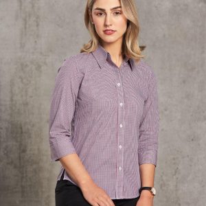 Shiny - M8340Q - M8340Q Ladies’ two tone Mini Gingham 3/4