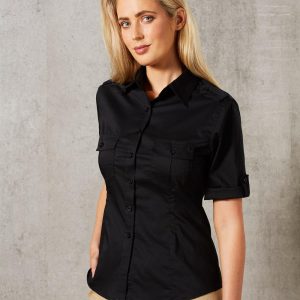 Shiny - M8911 - M8911 Women's Short Sleeve Military Shirt