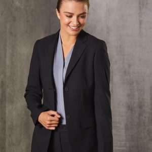 Shiny - M9206 - M9206 Women's Poly/Viscose Stretch Two Buttons Mid Length Jacket