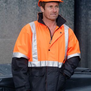 Shiny - SW28A - SW28A HI-VIS TWO TONE RAIN PROOF JACKET WITH QUILT LINING