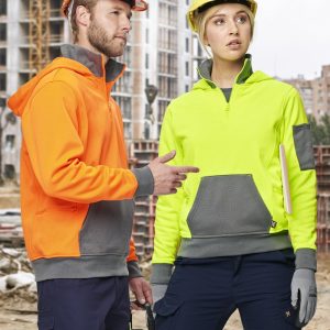 Shiny - SW78 - SW78 UNISEX HI VIS ¼ ZIP PREMIUM FLEECE HOODIE