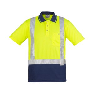 Syzmik - ZH233 - Mens Hi Vis Spliced Short Sleeve Polo - Shoulder Taped