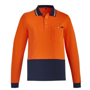Syzmik - ZH430 - Mens Hi Vis Cotton Long Sleeve Polo
