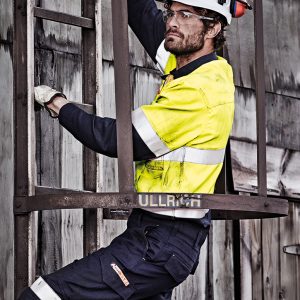 Syzmik - ZW143 - Mens Orange Flame Hi Vis Closed Front Shirt - Hoop Taped