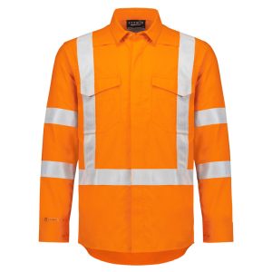 Syzmik - ZW187 - Mens Orange Flame Lightweight Ripstop X Back Taped Shirt
