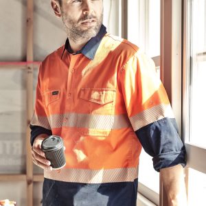 Syzmik - ZW229 - Mens Rugged Cooling Hi Vis Segmented Tape Long Sleeve Shirt