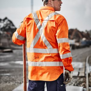 Syzmik - ZW690 - Mens Hi Vis X Back Taped Long Sleeve Shirt